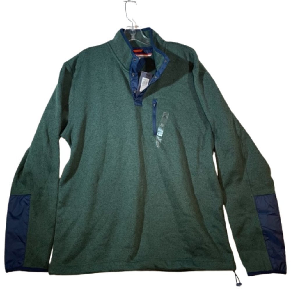 Tommy Hilfiger Men’s XL 1/4 Snap Pullover Sweater – Green & Navy – NWT